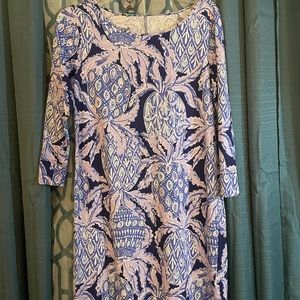 Lilly Pulitzer T-shirt dress.  Two shades of purple, navy and white.  Size M EUC